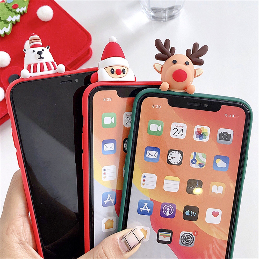 TechGlobe Suitable For 17 16 Pro Max Christmas Snowman Cartoon Reindeer Embossed Doll Phone Case_voghion.com