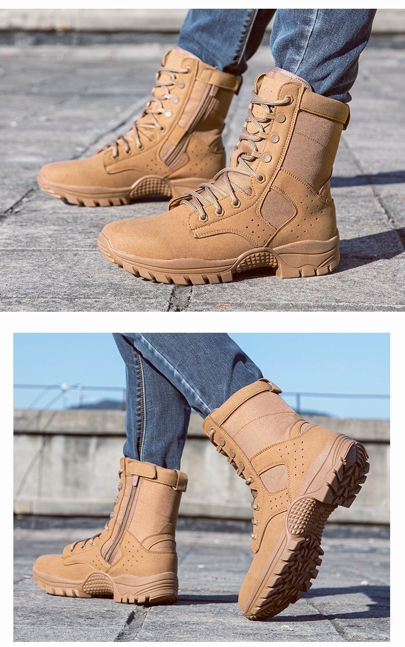 ShoeGlobe Stivali da lavoro tattici alti, antiscivolo, ammortizzanti, sottili, con tomaia in mesh, impermeabili, traspiranti, scarpe da trekking_voghion.com