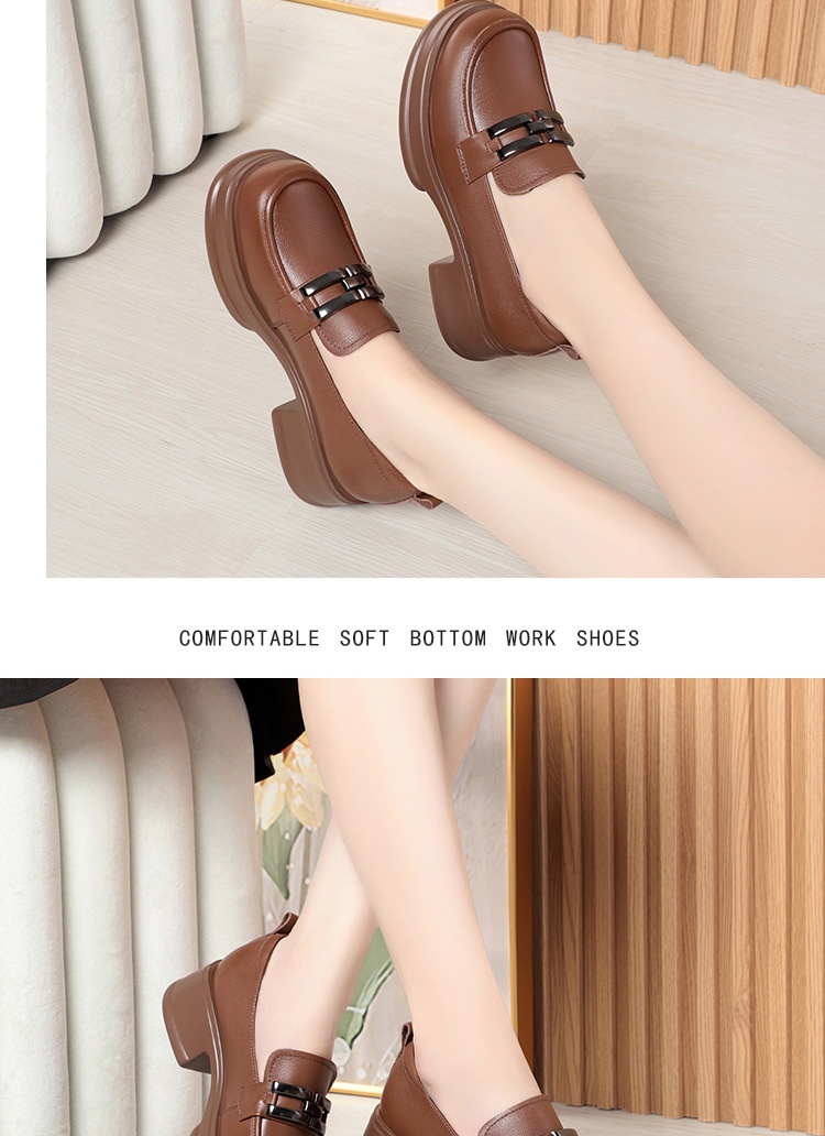 Genuine Thick-Soled Loafers 2024 Spring And Autumn Round-Toe Flat Soft Sole Slip-On Women's Mid-Cut Comfortable Leather_voghion.com