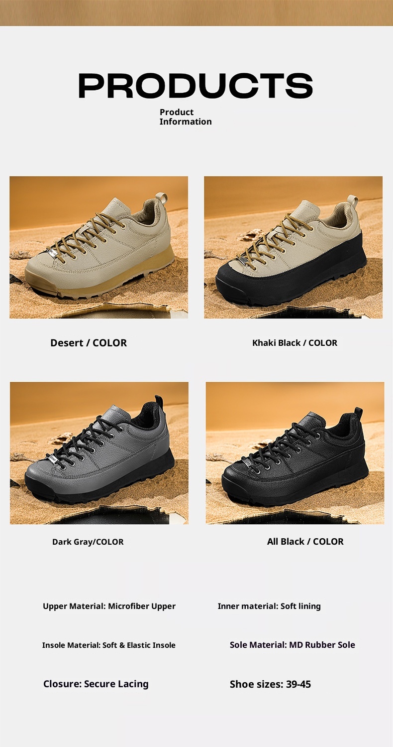 ShoeGlobe Monaco Scarpe basse da uomo in pelle per escursioni, campeggio, outdoor, impermeabili, antiscivolo, per sport di montagna_voghion.com