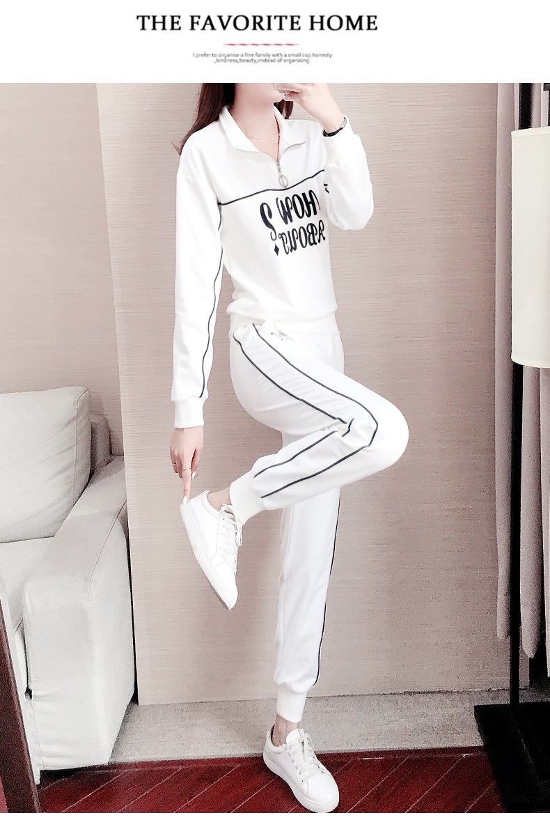 001 Plus Size Clothing 2025 Casual Sports Women's Autumn New Fashion White Sweatshirt Two-Piece Set_voghion.com