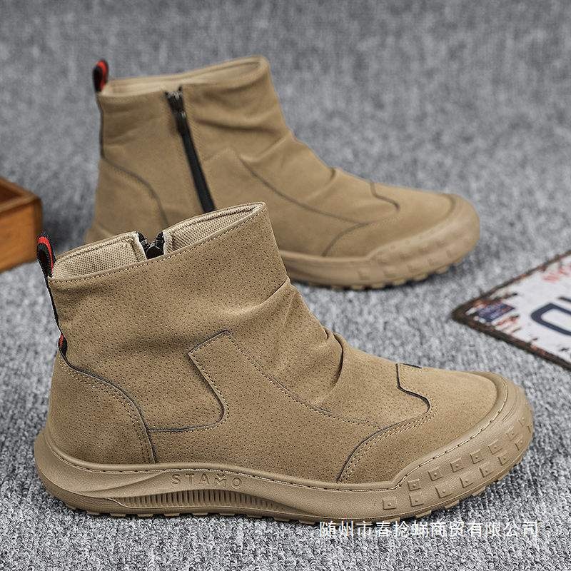 ShoeGlobe Labor Protection Autumn Waterproof Non-Slip Construction Site Outdoor Hiking Men's Work Sports Shoes Martin Boots_voghion.com