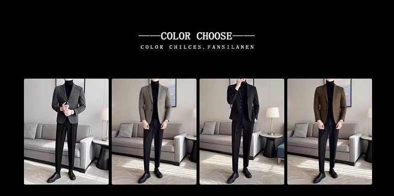 1 Yeni Küçük Yün Ceket Erkek Üstü İlkbahar ve Sonbahar Moda İş Günlük Resmi Takım Elbise Erkek_voghion.com