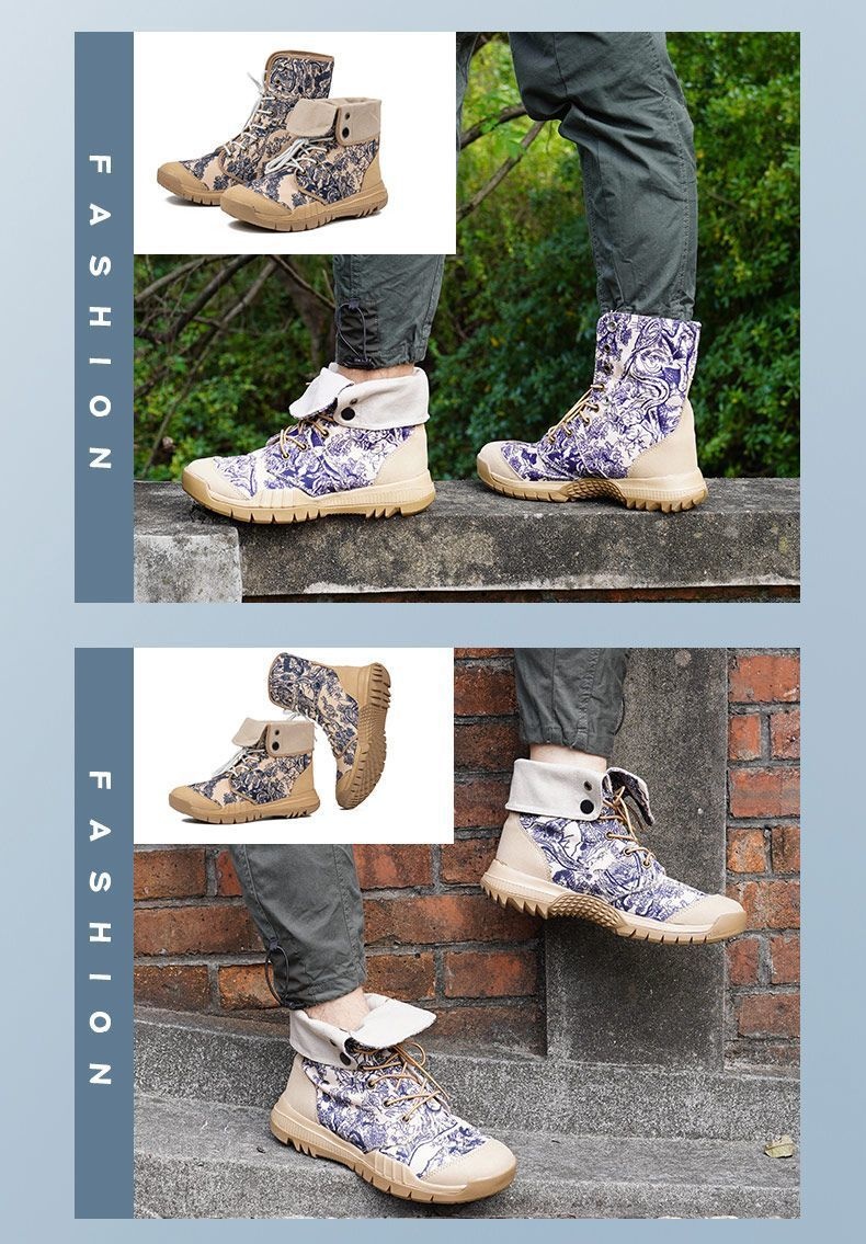 Chaussures montantes ShoeGlobe pour la randonnée en plein air, légères, en toile respirante, antidérapantes, résistantes à l'usure, imperméables et adaptées aux terrains désertiques et au trekking hors-piste._voghion.com