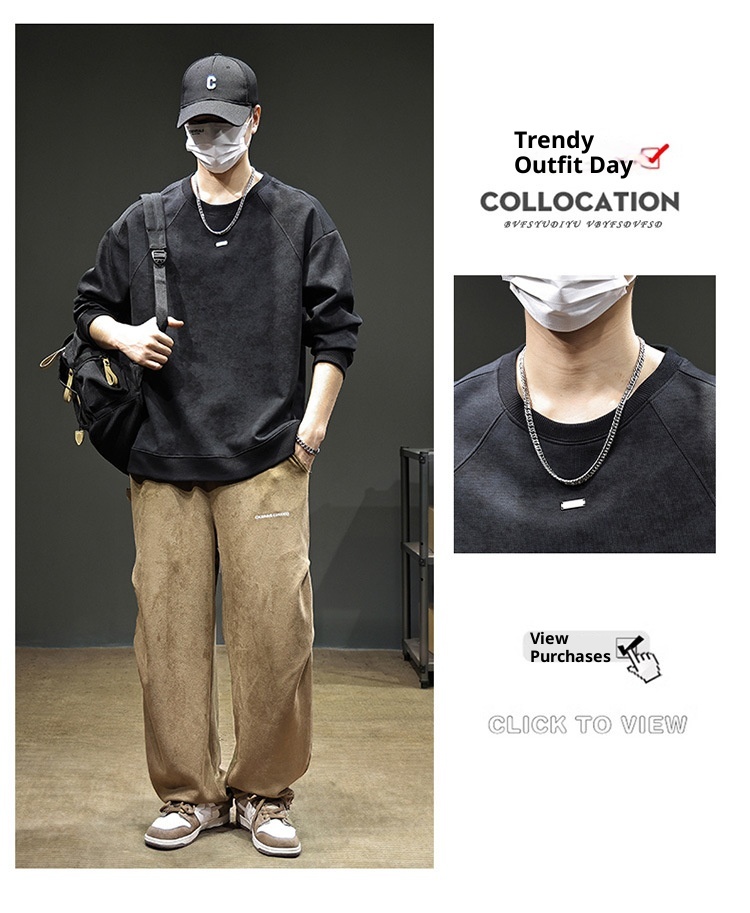 Maglietta a maniche lunghe alla moda in stile americano per uomo, 2025, nuova felpa da uomo di alta qualità, strato di base largo per giovani, per primavera e autunno_voghion.com