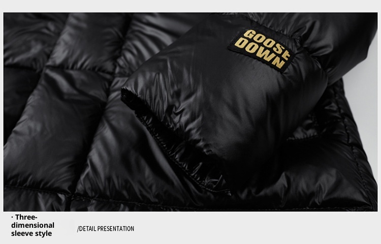 boy High-end Black Gold White Goose Thickened Down Jacket Winter Mid-length Casual Cold-proof Warm Coat Men's Trendy_voghion.com
