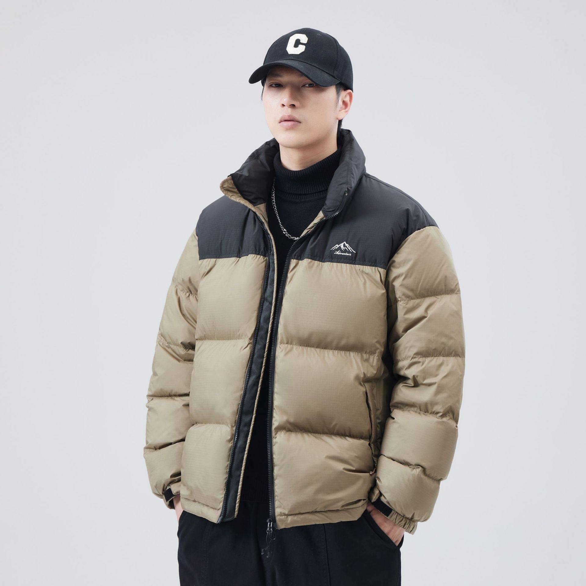 boy New Trendy Brand Winter Thickened Warm Short Japanese Retro Solid Color Loose White Duck Down Jacket Men's Clothing_voghion.com