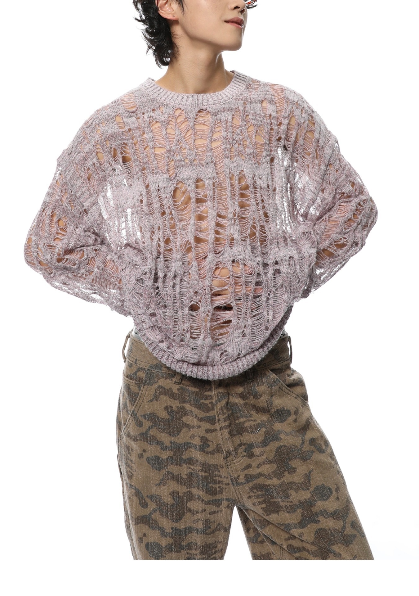 ragazzo ragazzo ragazzo inizio autunno nuovo maglione lavorato a maglia largo nicchia traforata protezione solare uomo stile coreano pigro casual top alla moda_voghion.com