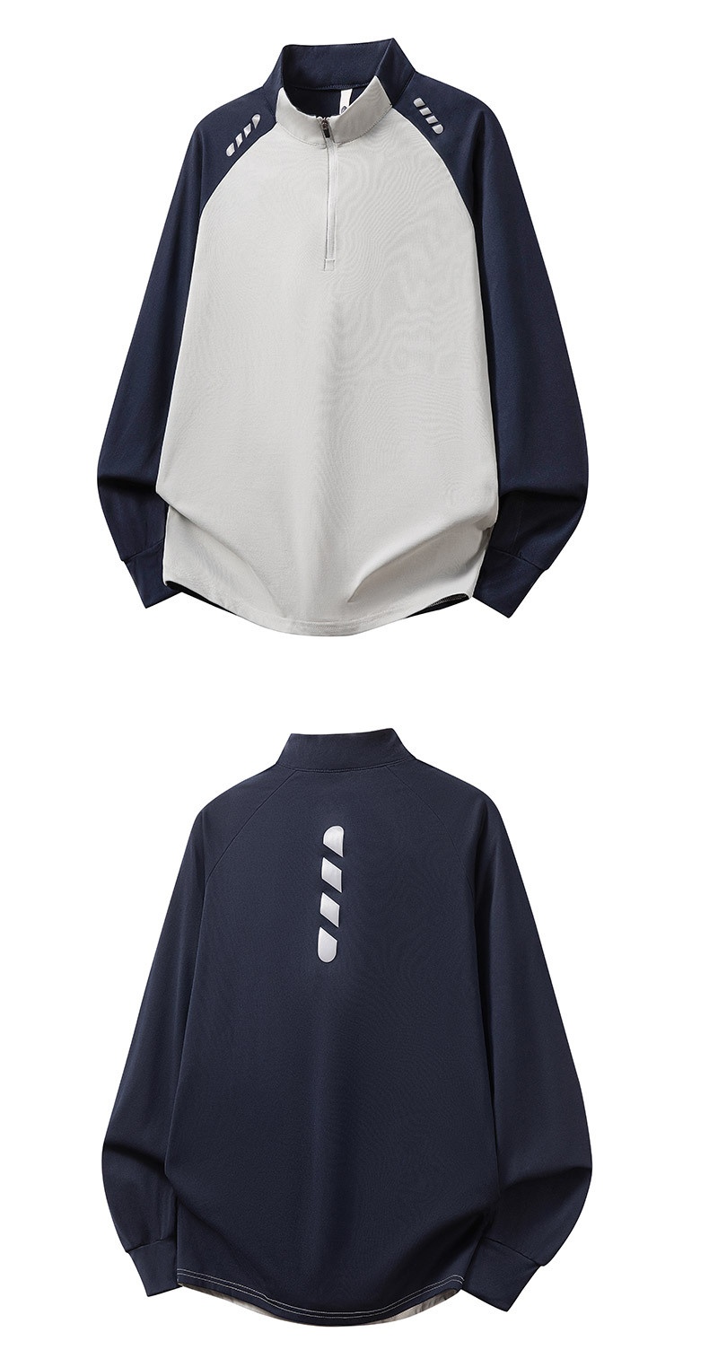 boy Boy Half-Zip Outdoor Sports Long Sleeve Quick-Dry Autumn Sun Protection Reflective Men's Running Fitness Basketball Shirt_voghion.com