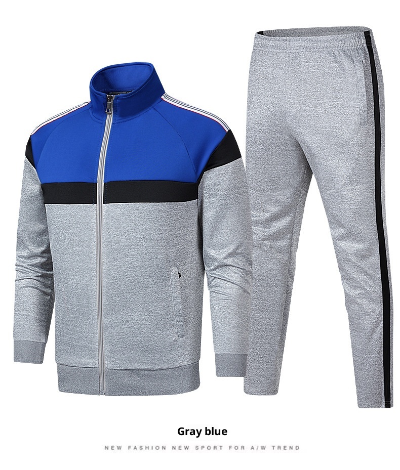 001 Cross-Border Casual Men Outdoor Sports Spring Autumn Sweatshirt Jacket School Group Uniform Two-Piece Set_voghion.com