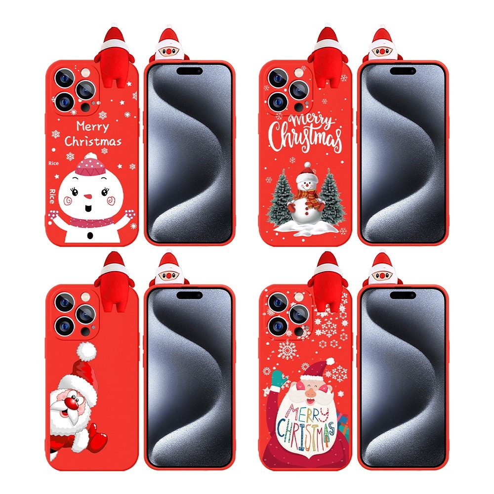 TechGlobe Suitable For 17 16 Pro Max Christmas Snowman Cartoon Reindeer Embossed Doll Phone Case_voghion.com