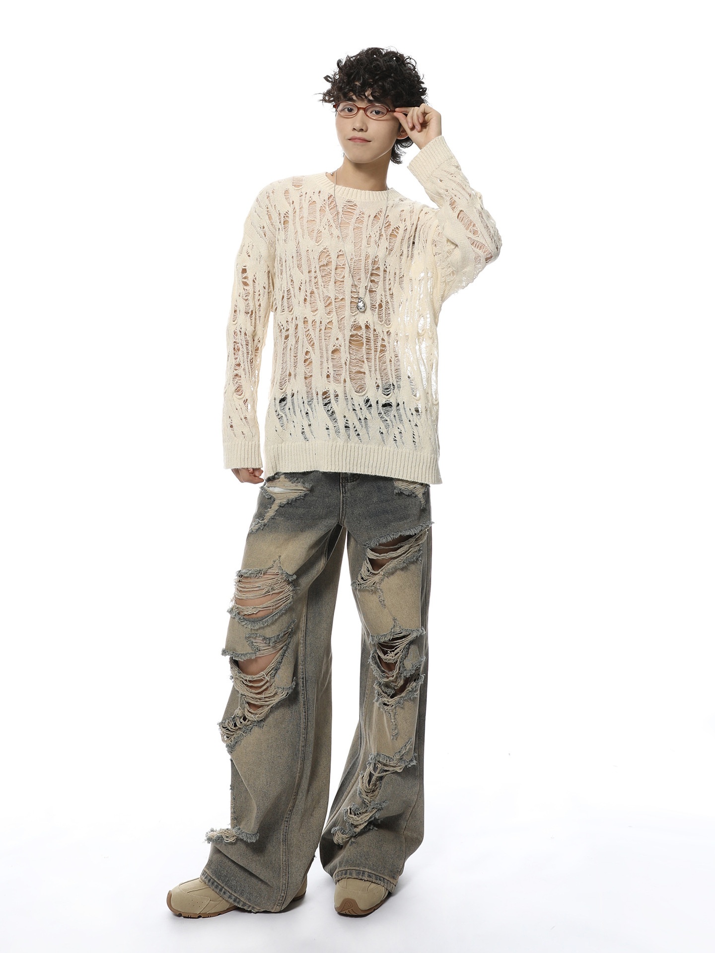 ragazzo ragazzo ragazzo inizio autunno nuovo maglione lavorato a maglia largo nicchia traforata protezione solare uomo stile coreano pigro casual top alla moda_voghion.com