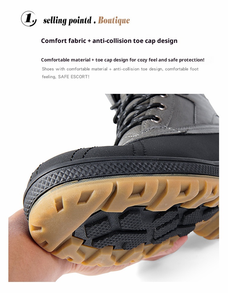 ShoeGlobe Cross-Border Russland Ukraine Herbst Winter Schwarzer Herren-Flachabsatz mit rutschfester Sohle, verdickter Schaft, griffig, für Wanderungen, sofort lieferbar_voghion.com