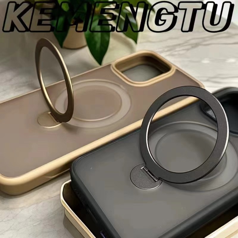 TechGlobe Rotating Stand Compatible With 17 Pro Max Magnetic Transparent Phone Case Color-Block Shockproof IPhone 16 Lens_voghion.com