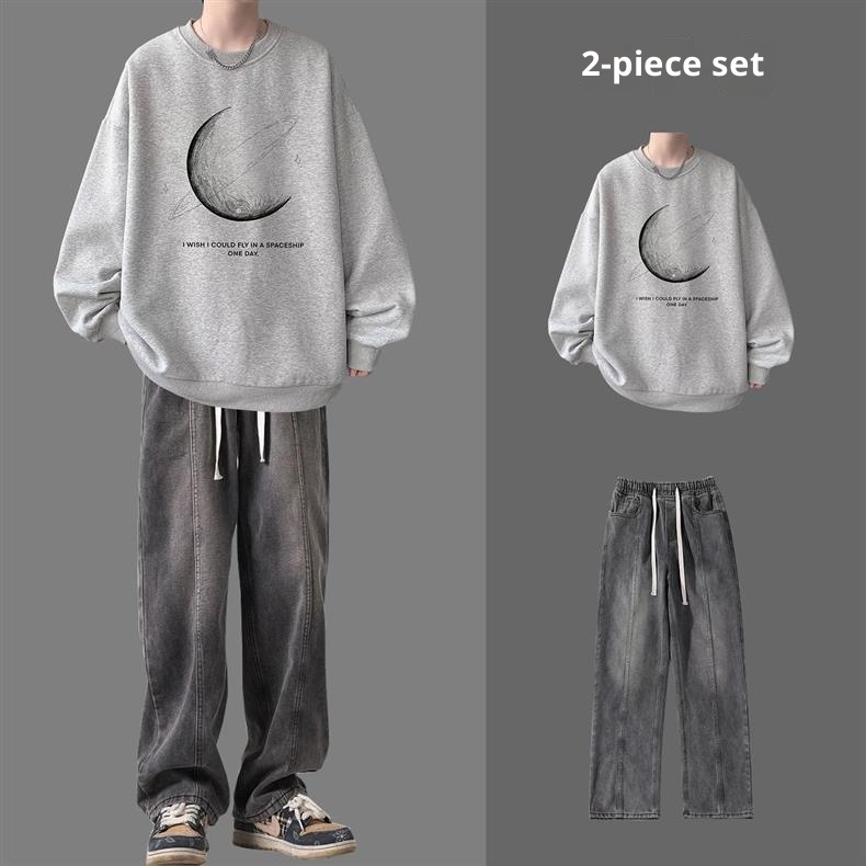 001 Set di abbigliamento per ragazzi Autunno American High Street Trend Felpa a maniche lunghe Adolescente Studente Elegante Vestito Jeans_voghion.com