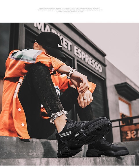 ShoeGlobe Herren Martin Boots Sommer Neu Dicke Sohle Höhenvergrößerung Wasserdicht Rutschfest Freizeit Sport Wandern Arbeit Sicherheit Trendy_voghion.com