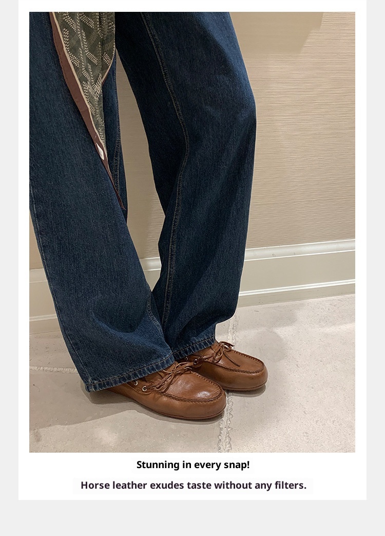 Grape Mom Same In Stock ~ Washed Horse Pattern British Style Bowknot Versatile Comfortable Loafers For Women_voghion.com