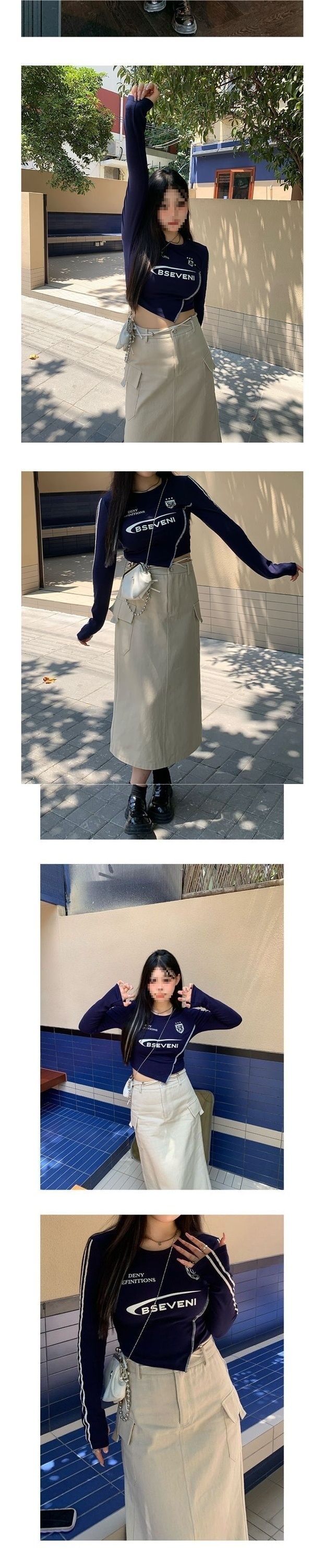 001 Plus Size Herbst Retro Buchstaben Motorrad Sport Stil Bedrucktes Langarm Kurzarmhemd Damen Dicke Arbeitskleidung Rock Set_voghion.com