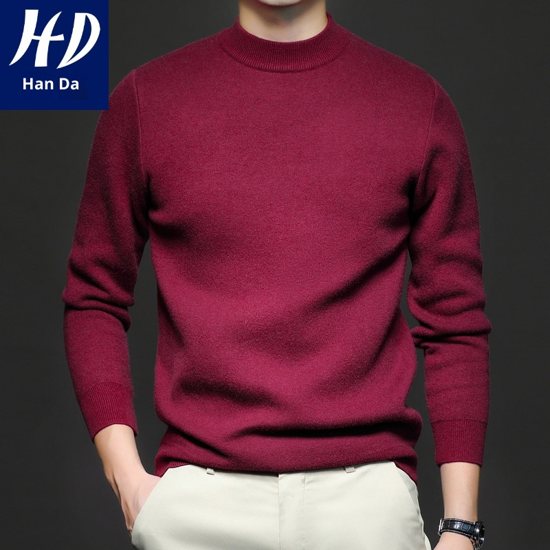 1 Factory Direct New Autumn Solid Color Half Turtleneck Slim Fit Sweater For Men Youth Base Shirt Men's Clothing_voghion.com