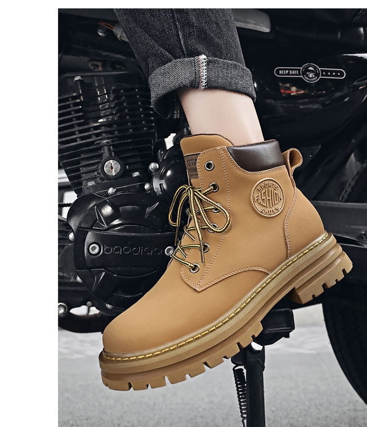 ShoeGlobe Men's Safety Shoes Winter Construction Site Wear-Resistant Work Martin Boots Waterproof Non-Slip Hiking Sports Autumn_voghion.com