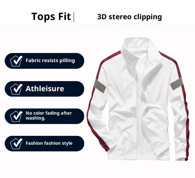 001 Neuer lässiger, dünner Stehkragen-Sport-Zweiteiler für Herren, Frühling/Herbst, Trendy 3225_voghion.com