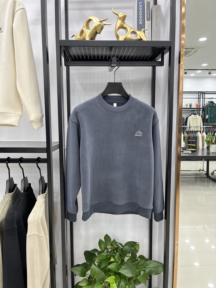 Felpa invernale da uomo con fodera in pile autoriscaldante, spessa, antifreddo, con scollo rotondo, [lana di alpaca] Bestseller_voghion.com