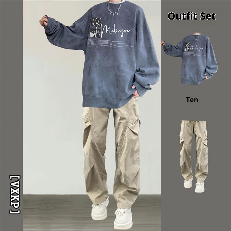 001 Handsome Tie-Dye Sweatshit Set Fo Men Tendy Band Outfit New Ameican Style Fleece Jacket Clothing Matching Men's_voghion.com