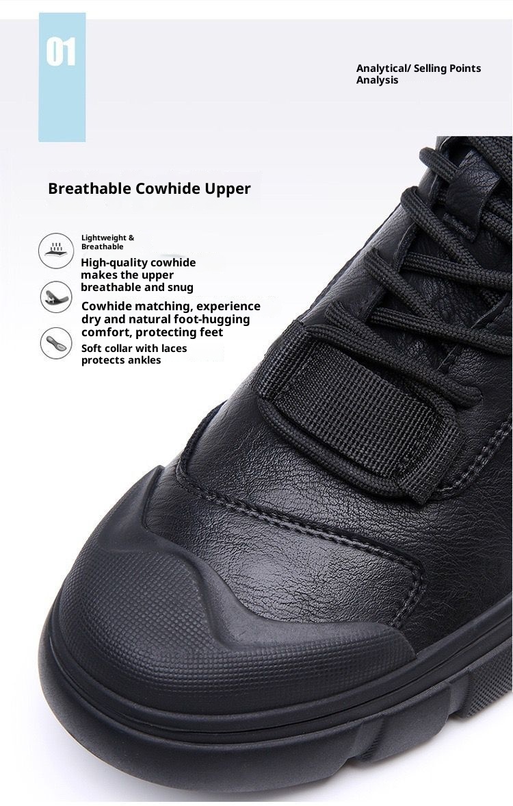 ShoeGlobe 2025 Spring New Men's Casual Men Genuine Leather Versatile Waterproof Non-Slip Outdoor Sports Work Hiking Shoes_voghion.com