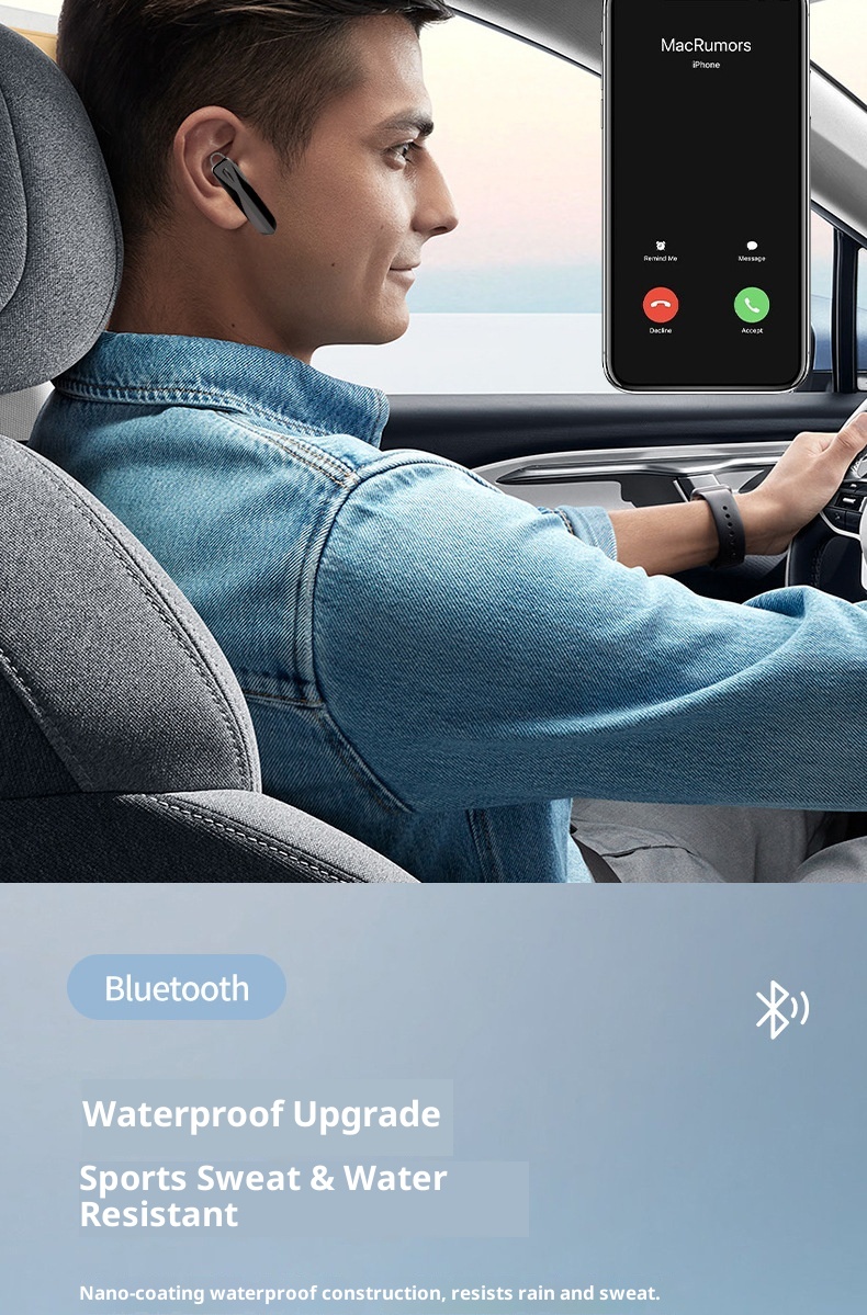 Écouteurs intra-auriculaires Bluetooth sans fil 3c Cross-Border M-C8 avec crochet d'oreille, longue autonomie, étanches, pour le sport et réduction de bruit (Huaqiangbei)_voghion.com