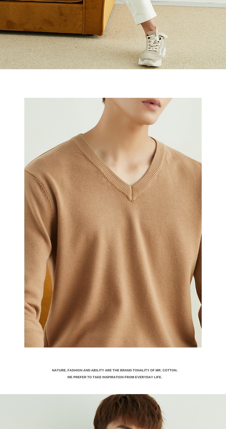 1 maglione girocollo da uomo autunno inverno con scollo a V, ampio, taglie forti, manica lunga, maglia, intimo_voghion.com