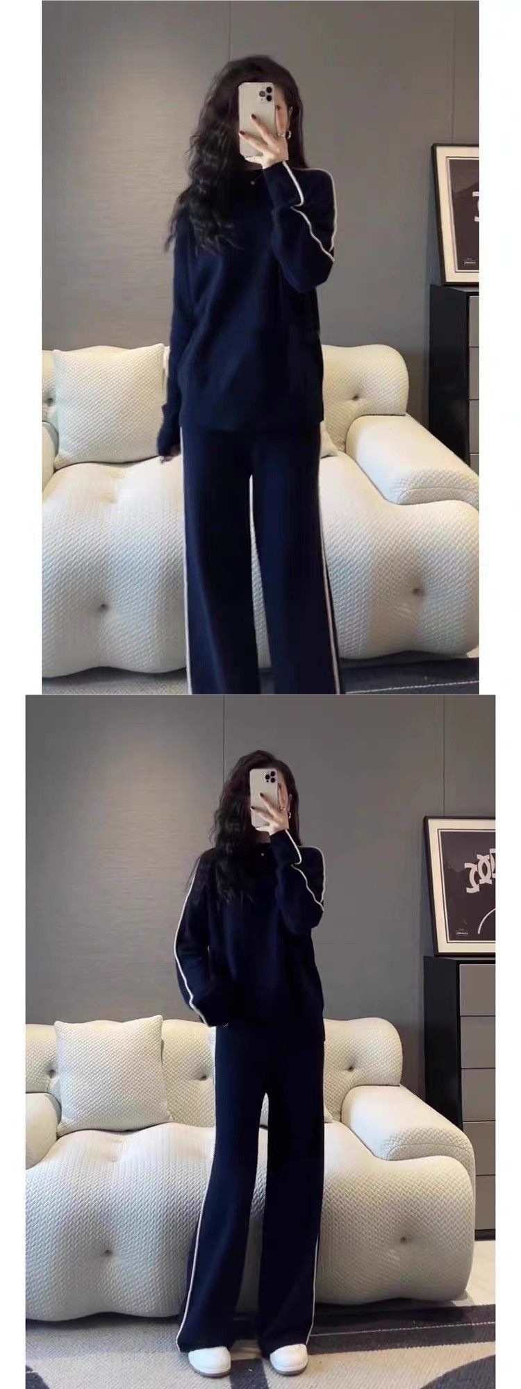 001 Salt Style Streetwear Trainingspak Dames, Losse Koreaanse Modieuze Sweatshirt, Casual Tweedelige Set Voor Lente En Herfst,_voghion.com