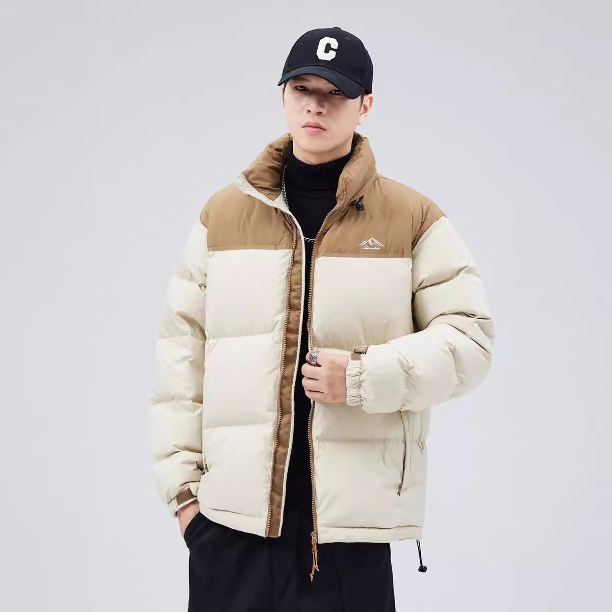 boy New Trendy Brand Winter Thickened Warm Short Japanese Retro Solid Color Loose White Duck Down Jacket Men's Clothing_voghion.com