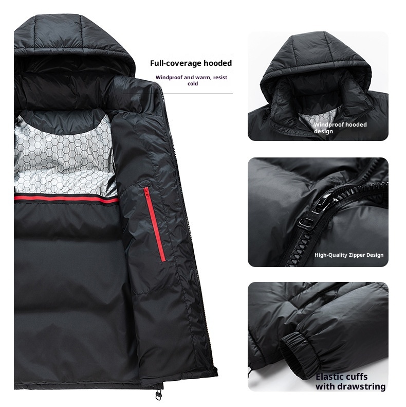 boy Winter New Men's Korean Style Color-Block Hooded Thickened Warm 90 White Goose Down Jacket Trendy Couple Cold-Resistant_voghion.com