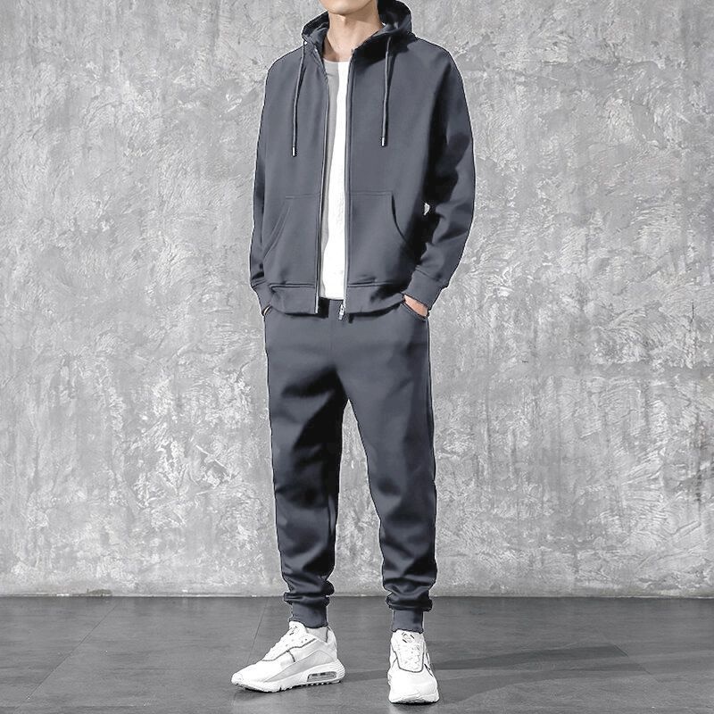 001 Spring And Autumn Casual Suit Sports Long Pants Sweatshirt Men's Jacket Top Set 1/2 Pieces_voghion.com