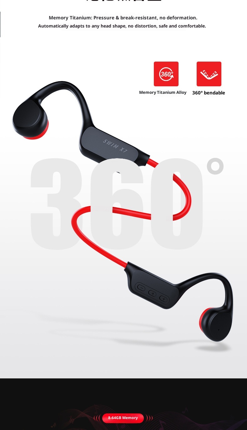 3c X7 Bone Conduction Wireless Non-In-Ear Sports Running Waterproof Over-Ear Bluetooth 5.3 Earphones_voghion.com