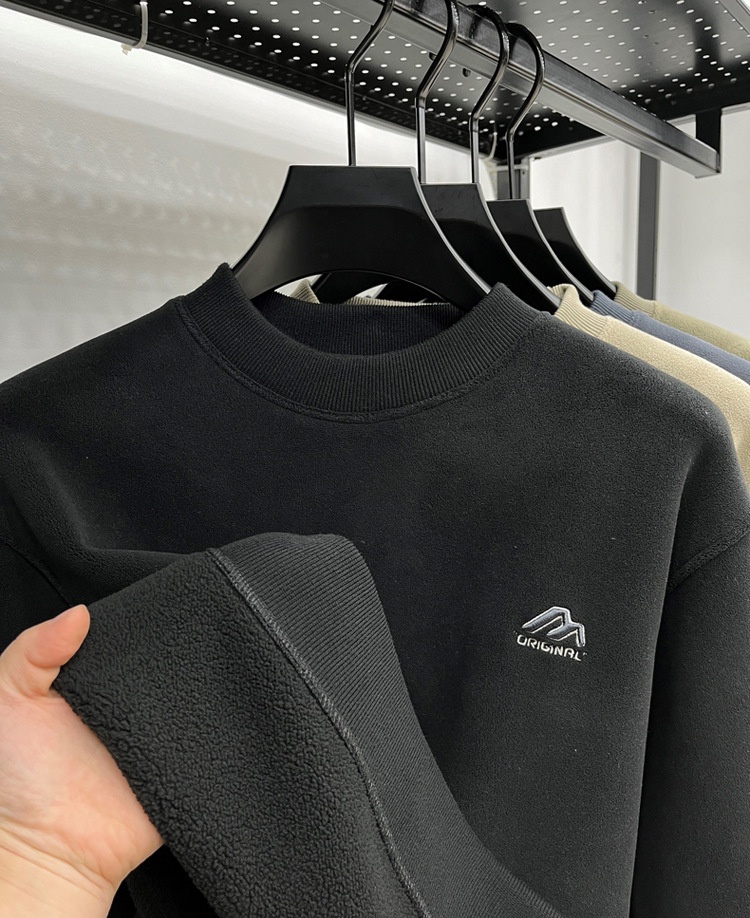 Felpa invernale da uomo con fodera in pile autoriscaldante, spessa, antifreddo, con scollo rotondo, [lana di alpaca] Bestseller_voghion.com