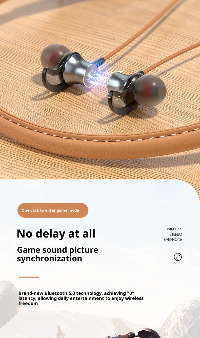 Auricolari Bluetooth wireless in-ear in metallo con archetto da collo in pelle di alta qualità 3c, ricarica ultraveloce, batteria a lunga durata per il gioco_voghion.com