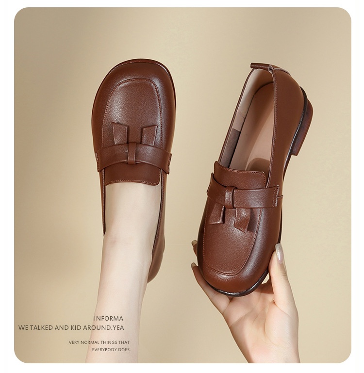 Loafers Dames Lente Herfst Nieuwe Britse Stijl Kleine Echte Lederen Zachte Zool Instappers Enkel Schoenen Voor Middelbare Leeftijd En_voghion.com