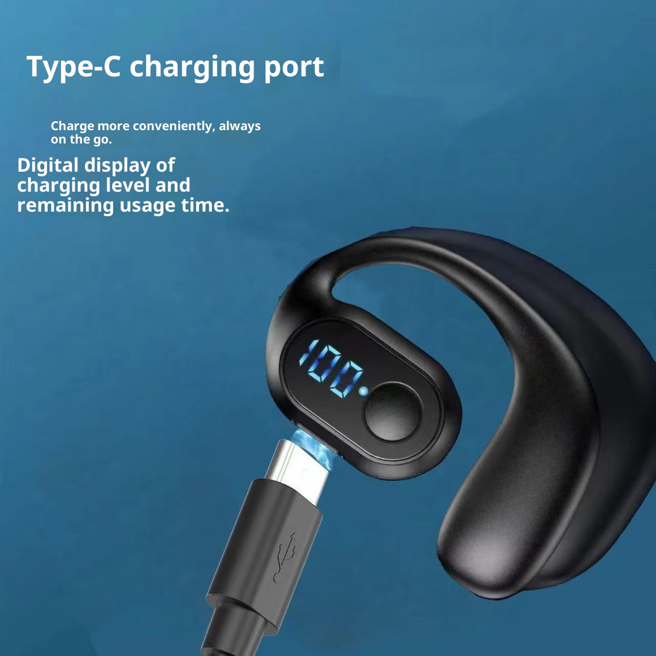 3c Huaqiangbei Auricolare Bluetooth a conduzione ossea F1 Auricolari con gancio auricolare, senza fili, batteria a lunghissima durata_voghion.com