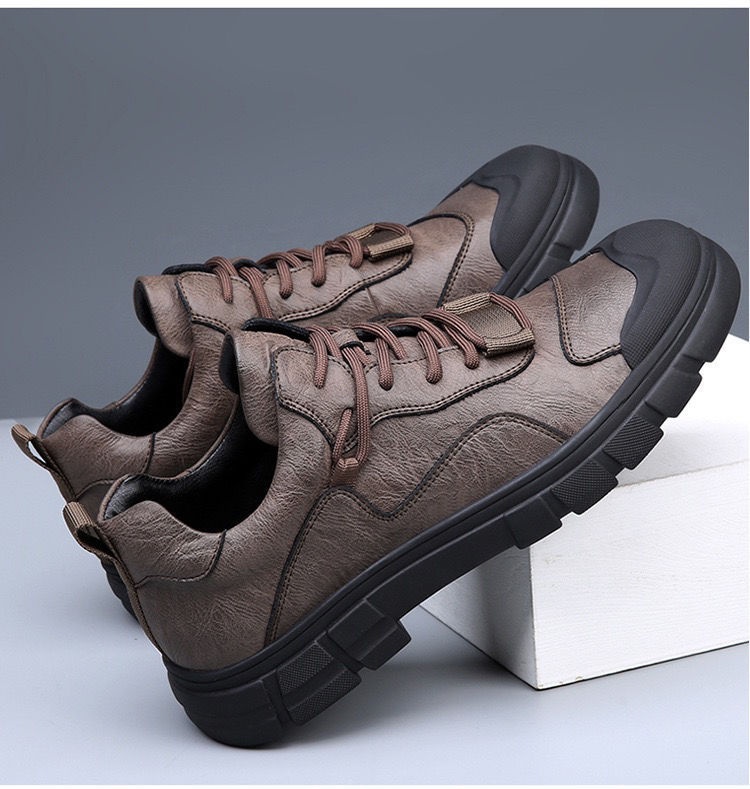 ShoeGlobe 2025 Spring New Men's Casual Men Genuine Leather Versatile Waterproof Non-Slip Outdoor Sports Work Hiking Shoes_voghion.com