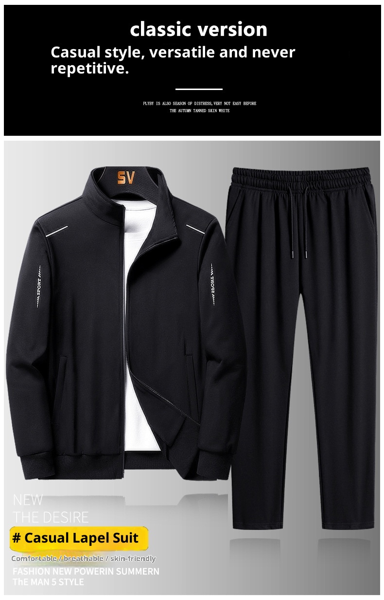 001 New Sports Men Spring Autumn Sweatshirt Straight Pants Running Casual Two-piece Set Plus Size Cardigan Suit Customized_voghion.com