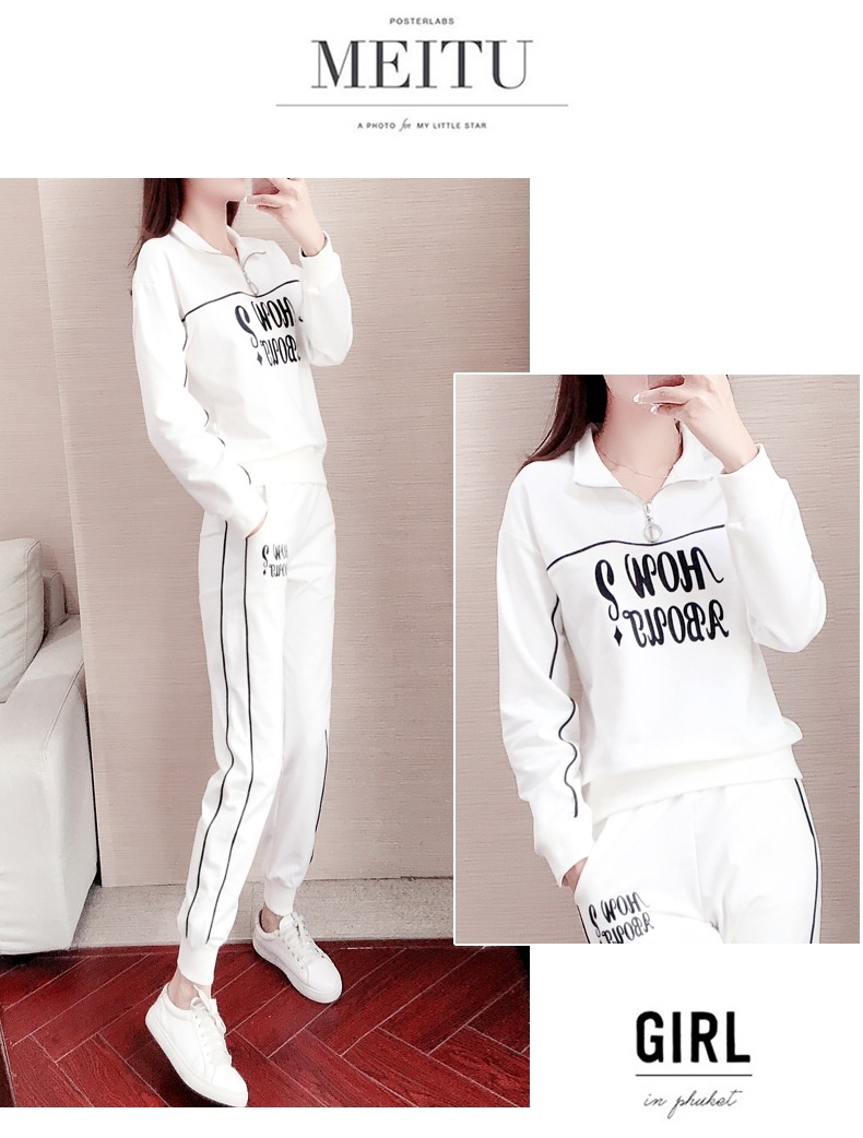 001 Plus Size Clothing 2025 Casual Sports Women's Autumn New Fashion White Sweatshirt Two-Piece Set_voghion.com