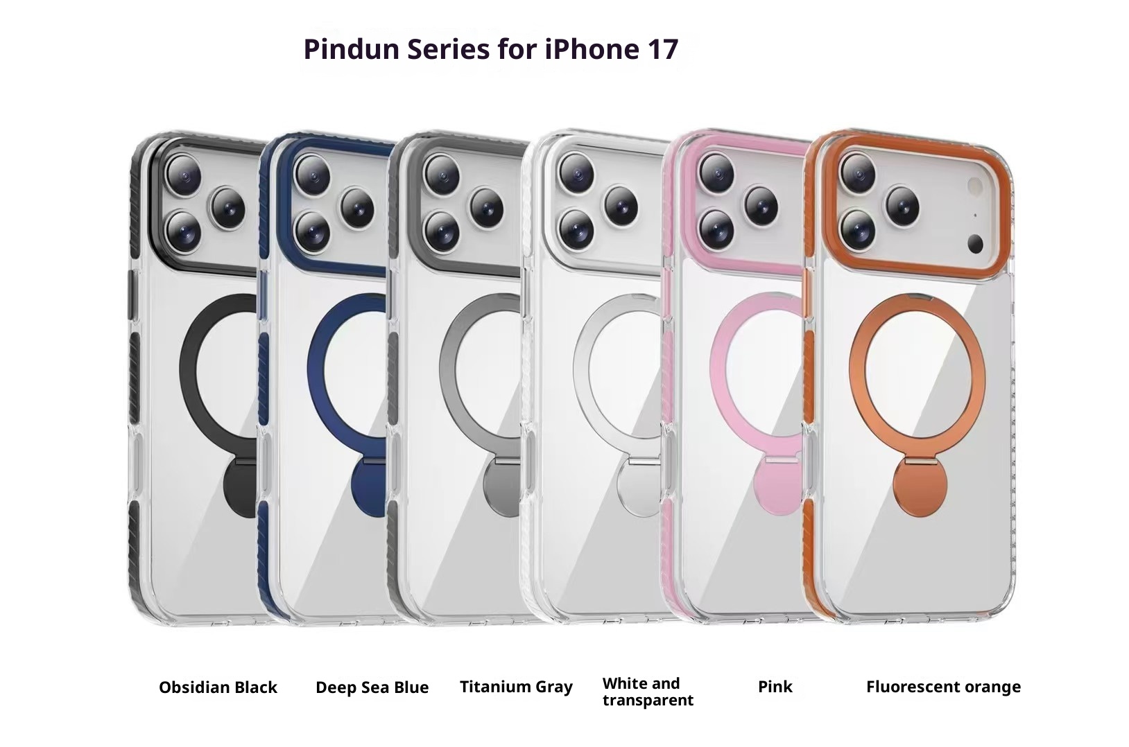 TechGlobe Rotating Stand Compatible With 17 Pro Max Magnetic Transparent Phone Case Color-Block Shockproof IPhone 16 Lens_voghion.com