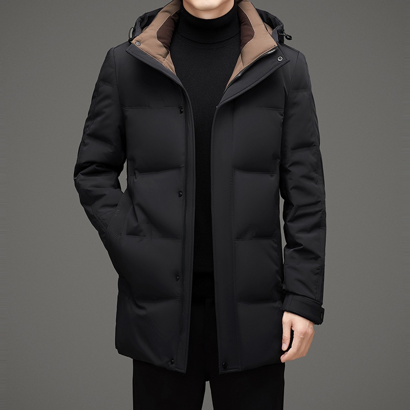 boy Daikumen Thickened 2025 Winter New Mid-Length Outdoor Hooded Down Jacket Men's Clothing_voghion.com