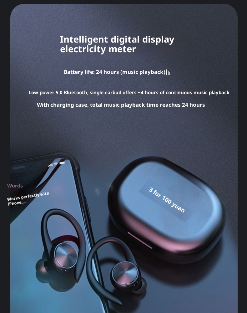 Nuevos auriculares inalámbricos 3c TWS intrauditivos, Bluetooth 5.0, diseño supraaural, cómodos, con pantalla digital, resistentes al sudor, cancelación de ruido, ideales para deportes._voghion.com