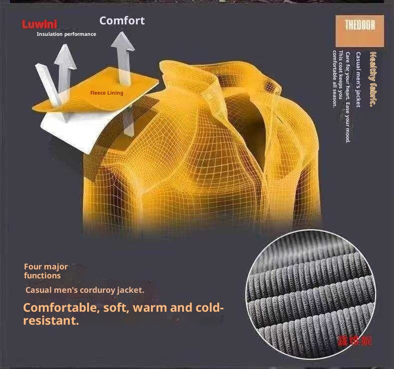1 2025 Nuova giacca da lavoro casual in velluto a coste da uomo, foderata in pile, per autunno inverno, per uomini giovani e di mezza età_voghion.com