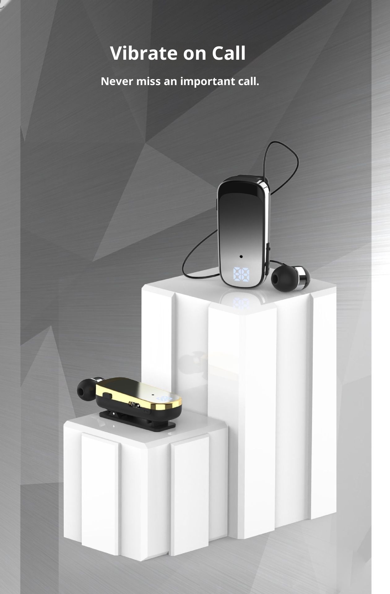 Auricolari Bluetooth con clip 3c, batteria a lunghissima durata, grande capacità, notifica di chiamata in arrivo, vibrazione, guida alla consegna_voghion.com