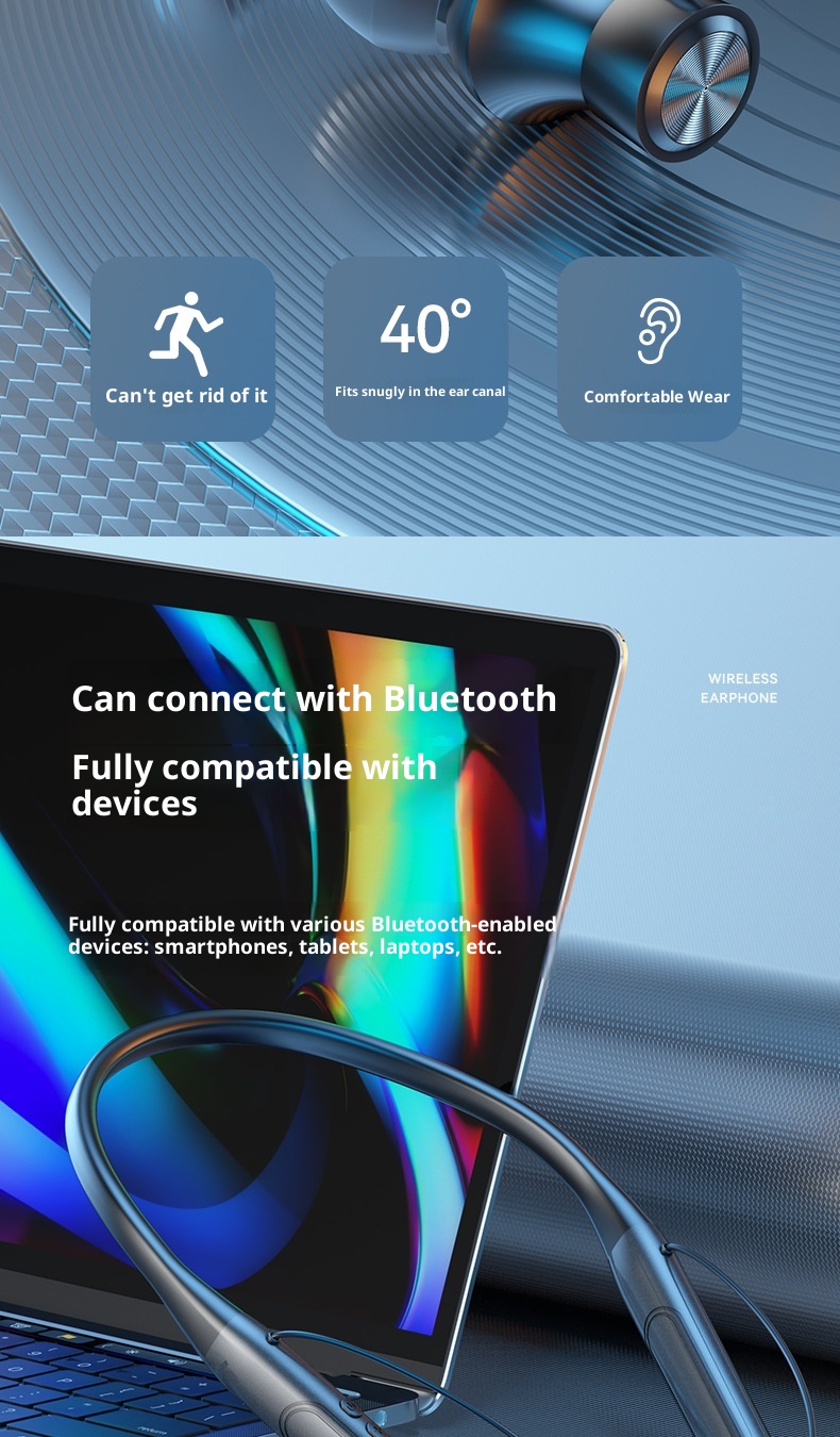 3c 2023 Nuove cuffie Bluetooth da gioco wireless con fascia da collo e display digitale, batteria a lunga durata, universali per tutti_voghion.com
