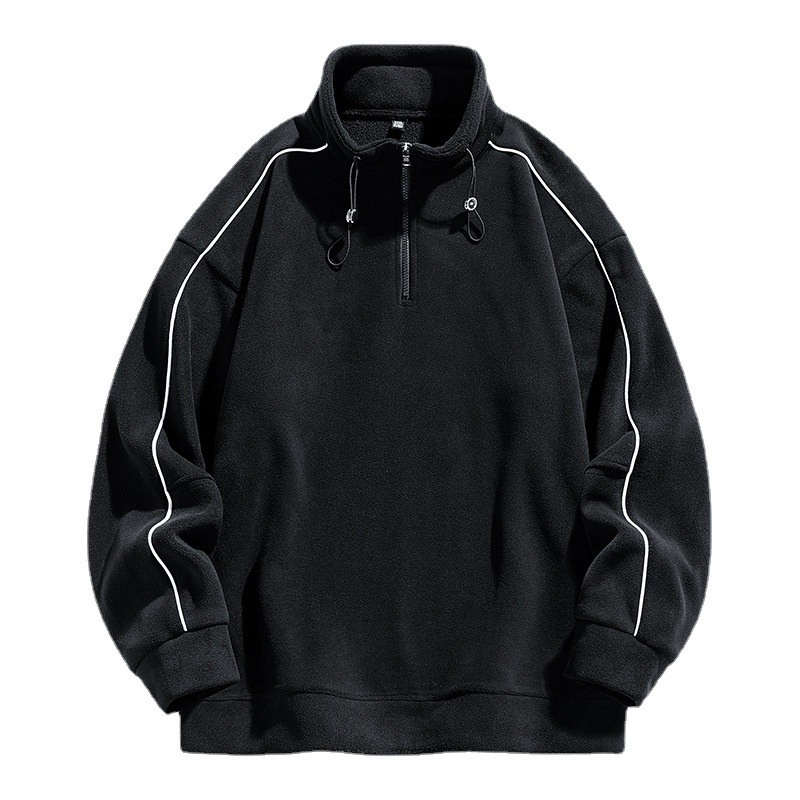 boy Boy Stand Collar 2023 New Men's Sweatshirt Winter Polar Fleece Half Zipper Warm Base Shirt Men_voghion.com