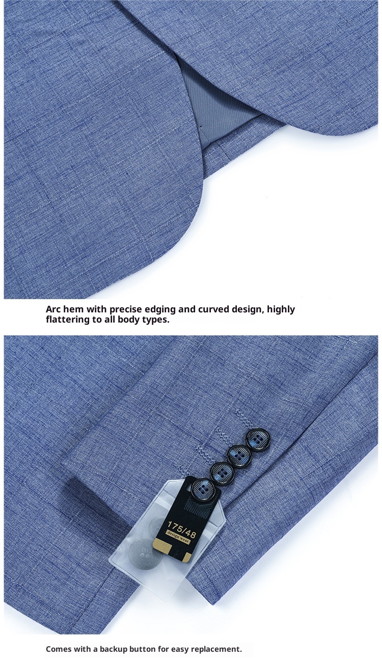 1 Laisibert Primavera Autunno Plaid Stile Coreano Slim Fit Piccolo Abito Uomo Casual Giacca Blu_voghion.com